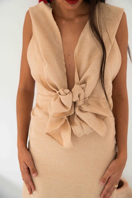 Flower Raphia Dress Beige