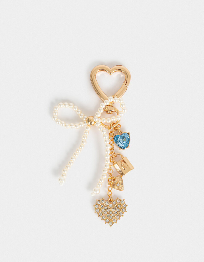 Bijouterie Vs Moño Llavero Y Bag Charm De Corazón - Dorado