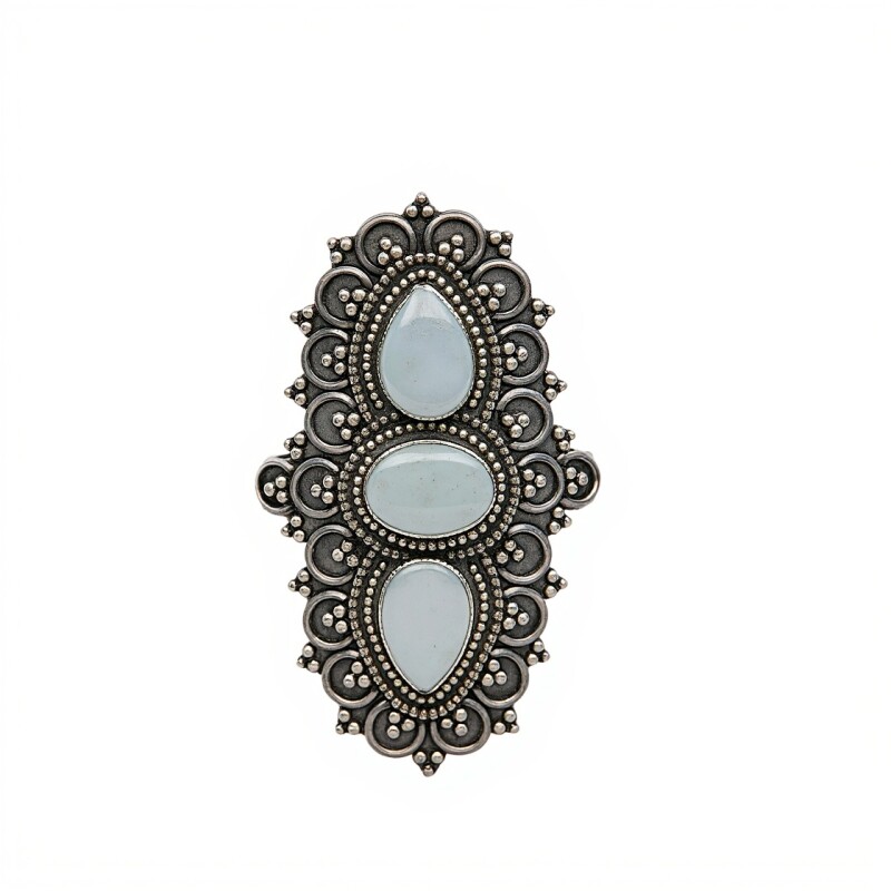 Anillo Trilogy-Plata 925 Antigua Ajustable-Piedra Nacar-AN3378 conpiedra