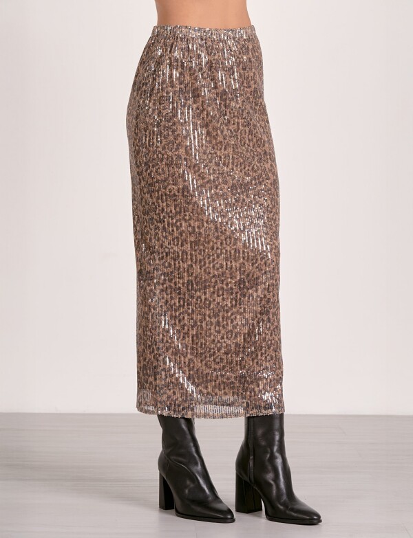 Falda Maxi Lentejuelas NEGRO/BEIGE