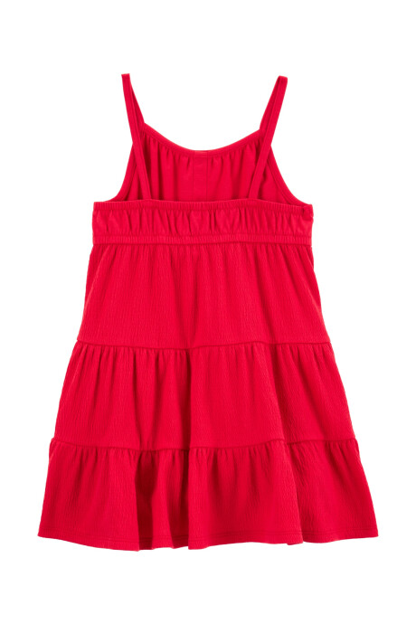 Vestido solera de algodón texturado, rojo Sin color