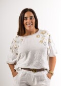 Blusa 100% lino con print dorado Made in italy Blusa 100% lino con print dorado Made in italy