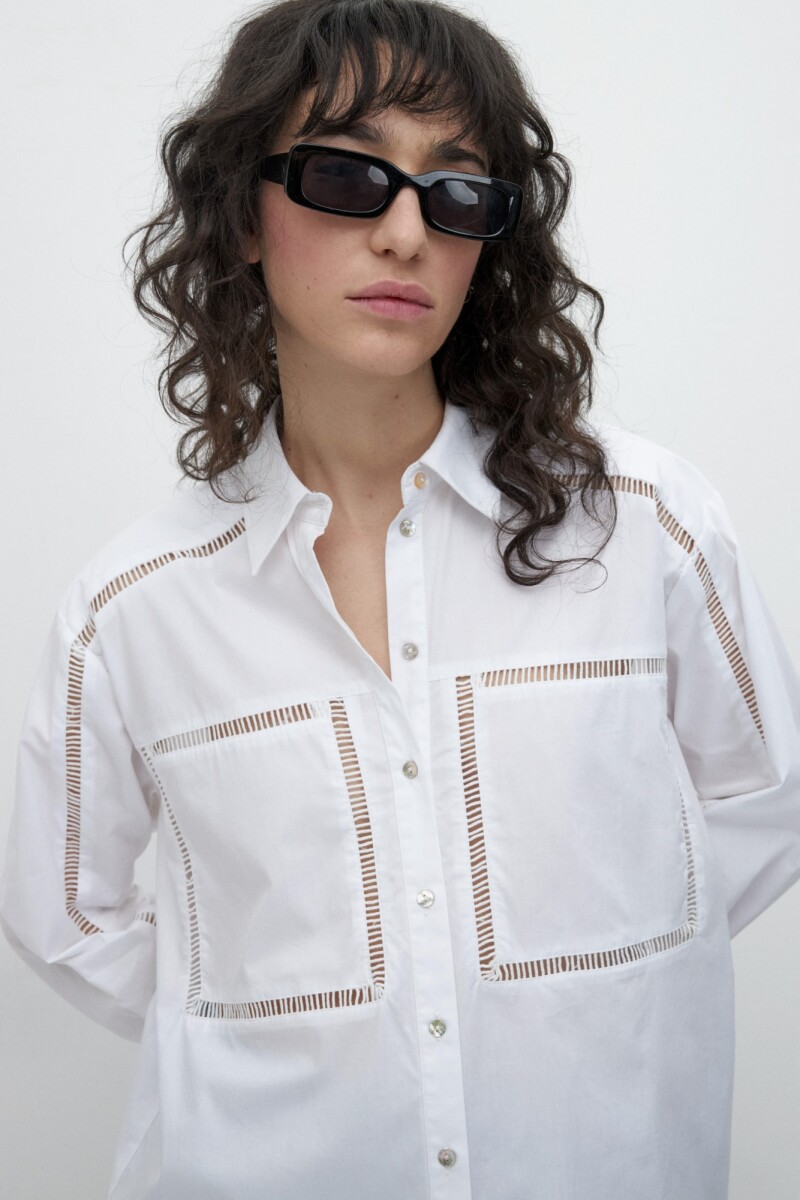 Camisa oversized con vainillas - blanco 