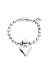 PULSERA DE BOLAS DE ALEACIÓN DE METALES BAÑADA EN PLATA DE LEY CON DETALLE DE CORAZÓN Pulsera