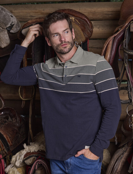 REMERA POLO PIQUE RAYADA Verde