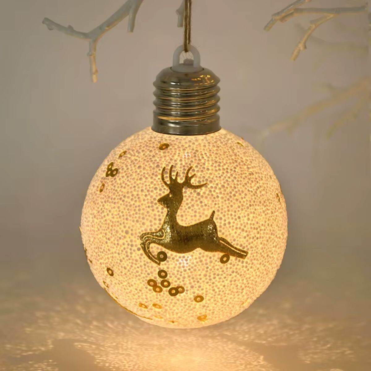 Esfera de Navidad Reno con Luz x1 - Reno Dorado 