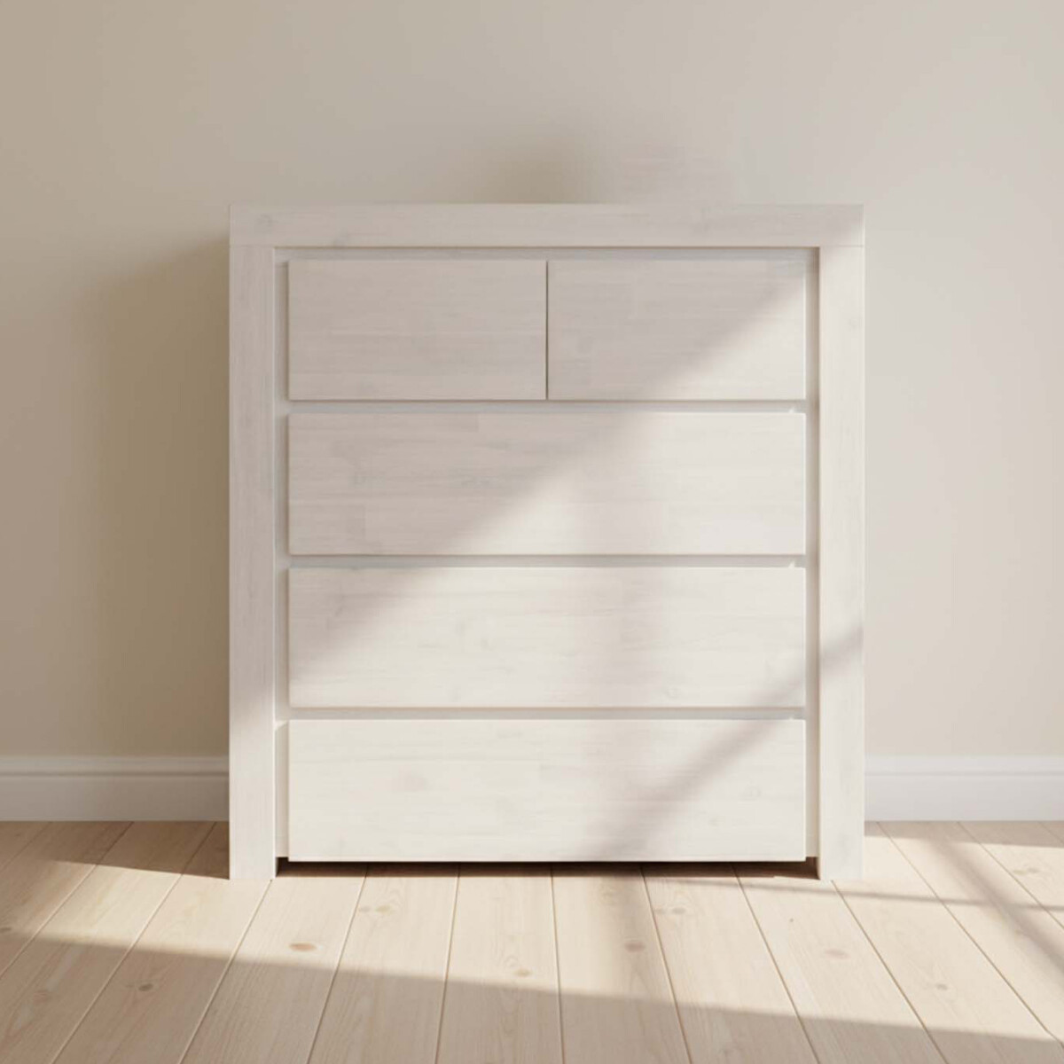 COMODA - 5 CAJONES MADERA-ACACIA NATURAL-BEIGE NEWPORT 