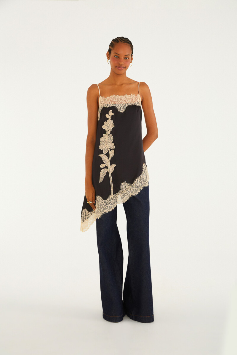 VESTIDO LENCERO CORTO Negro