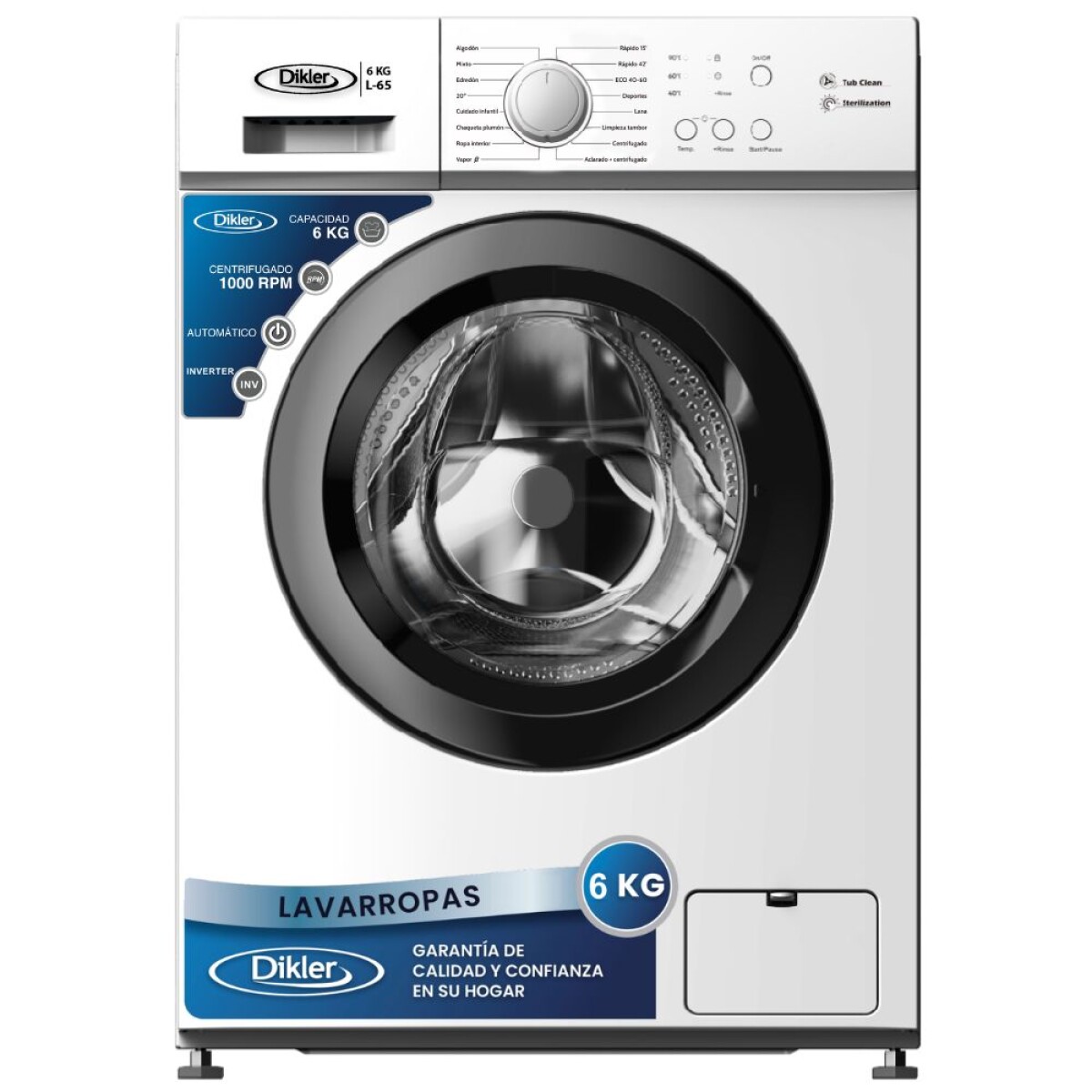 Lavarropas Dikler 6 KG L-65 inverter 