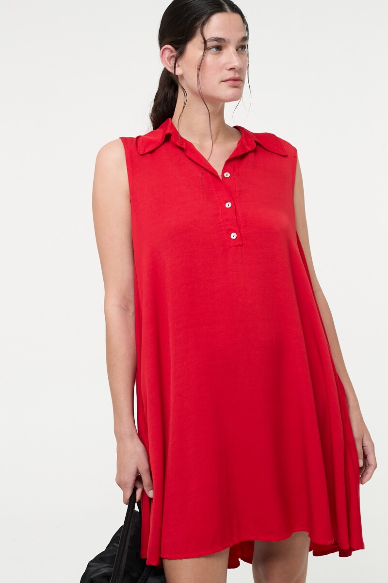 VESTIDO CORTO CON CUELLO Rojo