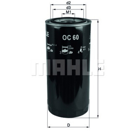 FILTRO ACEITE - CAMION MWM D229-6 4.10TCA 4.12TCE = PH.2801B MAHLE FILTRO ACEITE - CAMION MWM D229-6 4.10TCA 4.12TCE = PH.2801B MAHLE