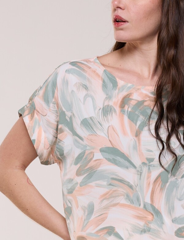 Blusa Estampada Con Ruedo Asimétrico ROSA/MULTI