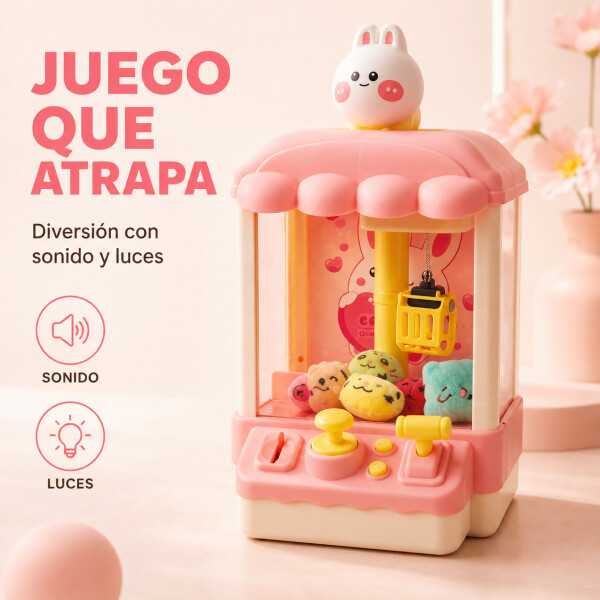 Máquina Infantil Grúa Agarra Juguetes Peluches Con Sonido Variante Color Rosa