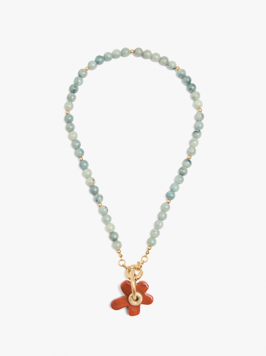 Collar Cuentas Y Colgante En Resina - multicolor 