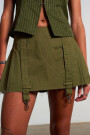 PLEATED MINI SKIRT W/TRIGGER D Kaki