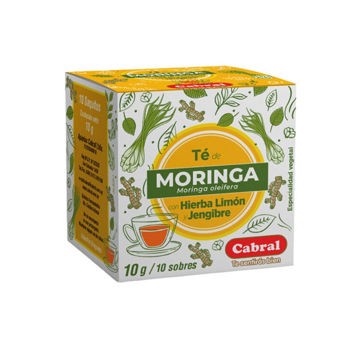 Té de Moringa con Jengibre y Limón Cabral 10 unidades 