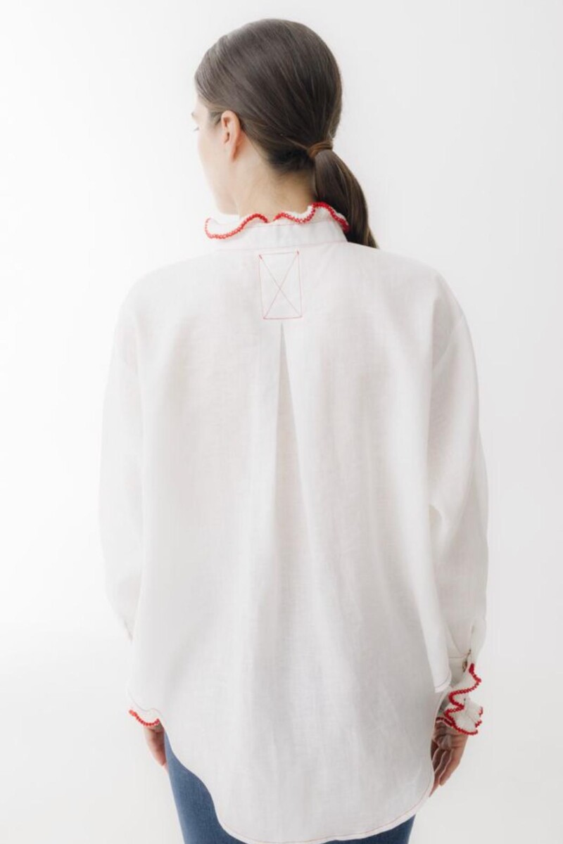 Camisa Ota Linen Crochet Blanco
