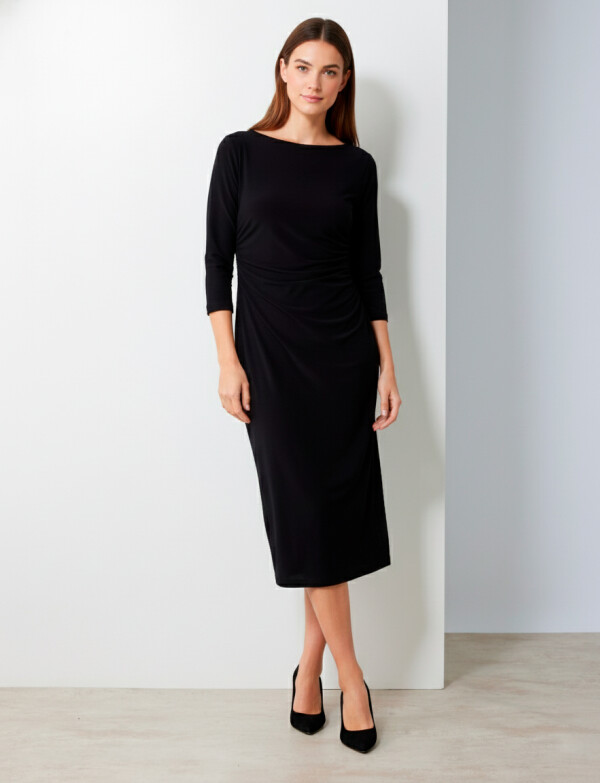 Vestido Midi Frunces NEGRO
