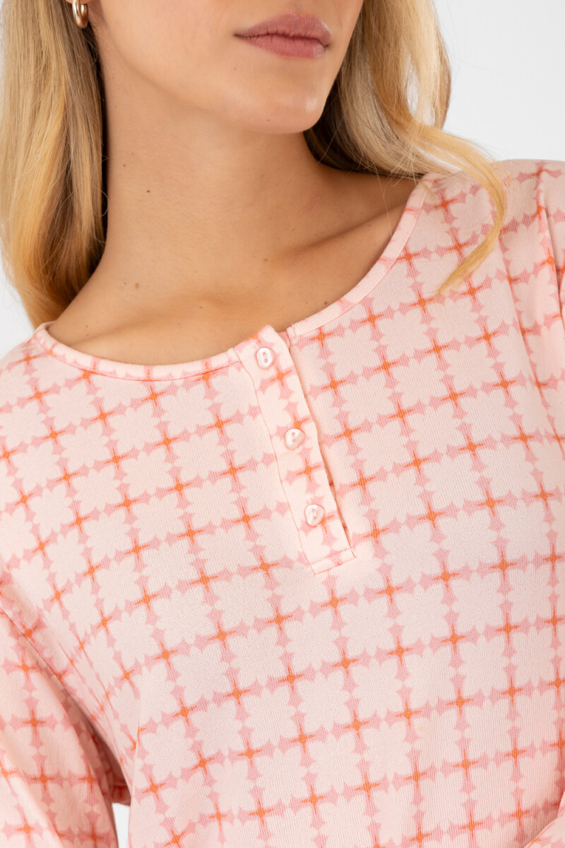 Pijama pink tile allover Rosado