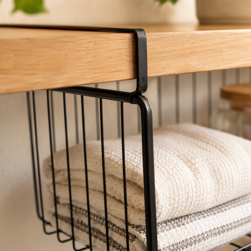 Cesto organizador bajo estante 40x26x14 NEGRO