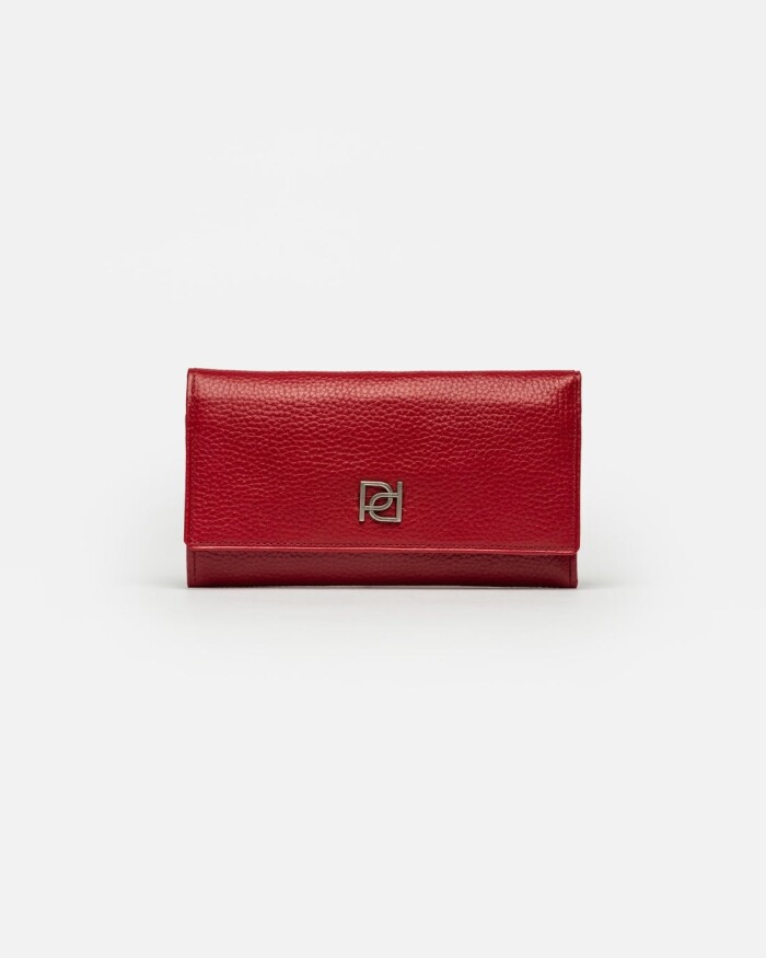 Billetera Cloe en cuero graneado Rojo