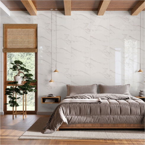 Cerámica Carrara Blanco Vetas Grises Brillo 32X56Cm Pared GAMAS DE BLANCO