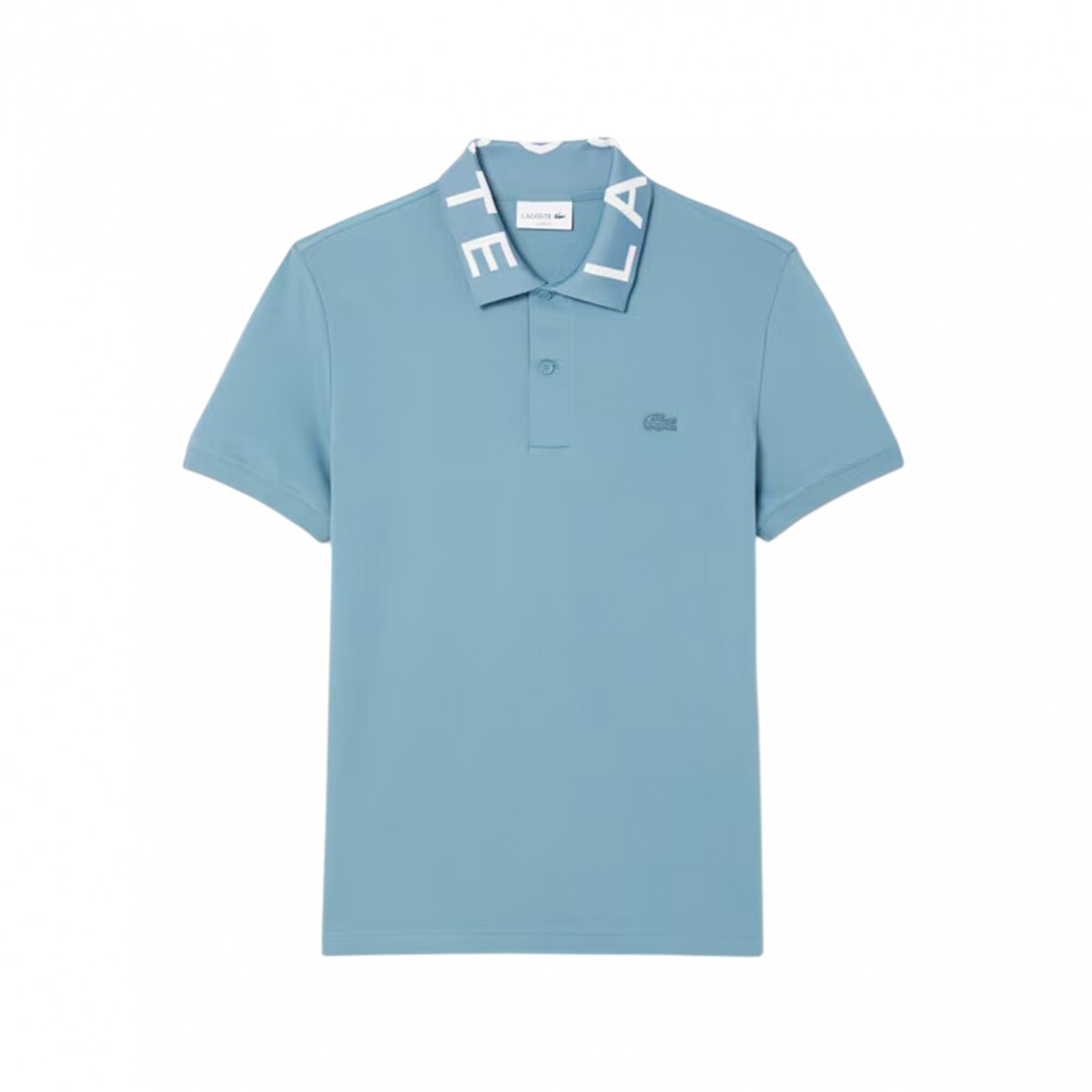 LACOSTE POLO PIQUE JACQUARD MC - CELESTE 