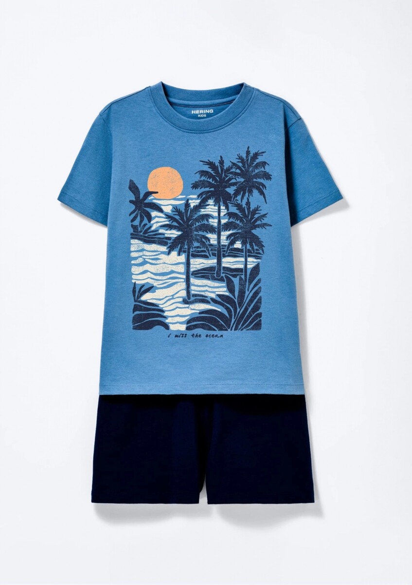 CONJUNTO INFANTIL CON ESTAMPA - AZUL 