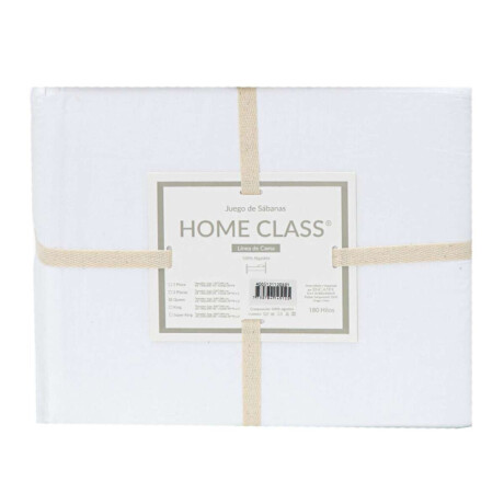 Juego Sábanas Queen Size Home Class Lisas 180 Hilos 100% Algodón Blanco