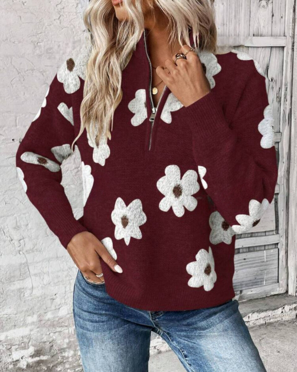 Buzo flores zipper AGNES - Bordeaux 