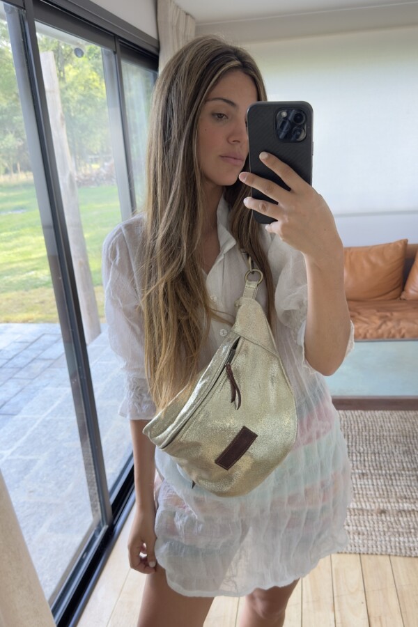 Leather Fanny Pack Shinny Champagne
