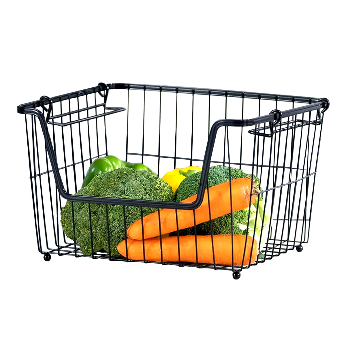 Canasto Apilable Multiuso IMBACK – Metálico Color Negro, Ideal para Cocina, Baño o Almacenaje 
