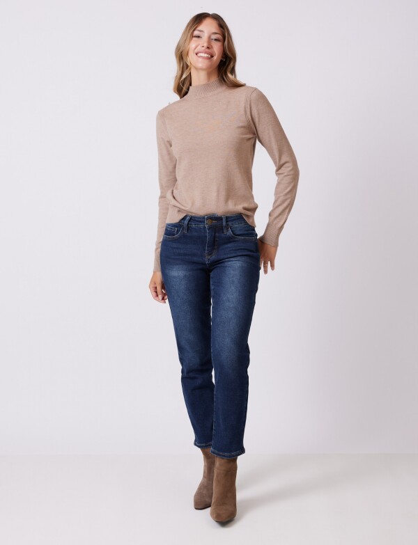 Jean Mom Slim JEAN OSCURO