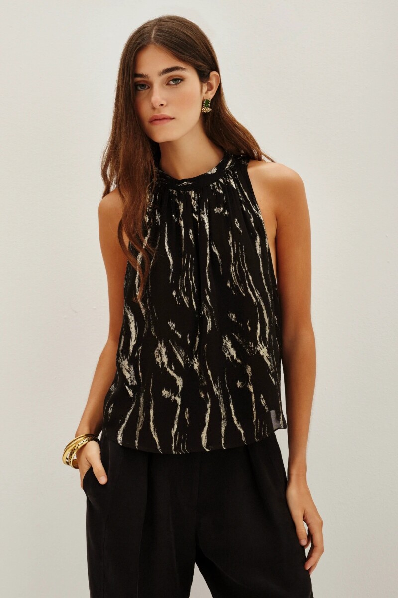 Top Lana Cebra Lurex Negro