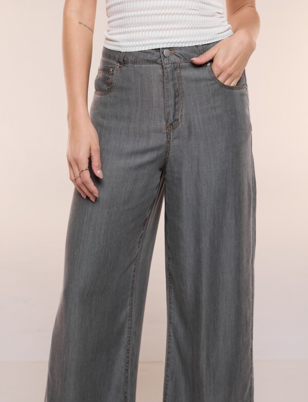 Pantalon Denim Wide Leg GRIS