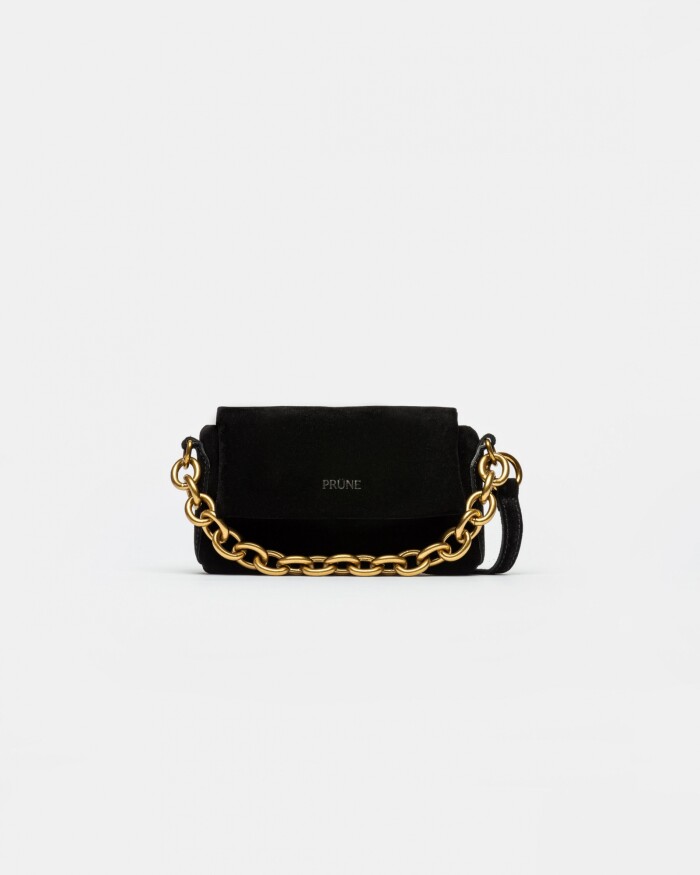 Mini Bag Bloom En Cuero Gamuza Negro