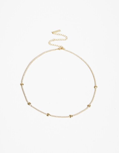 Collares Cortos Cubic zirconia Collar Corto Corazones De La Línea Delicates - Dorado