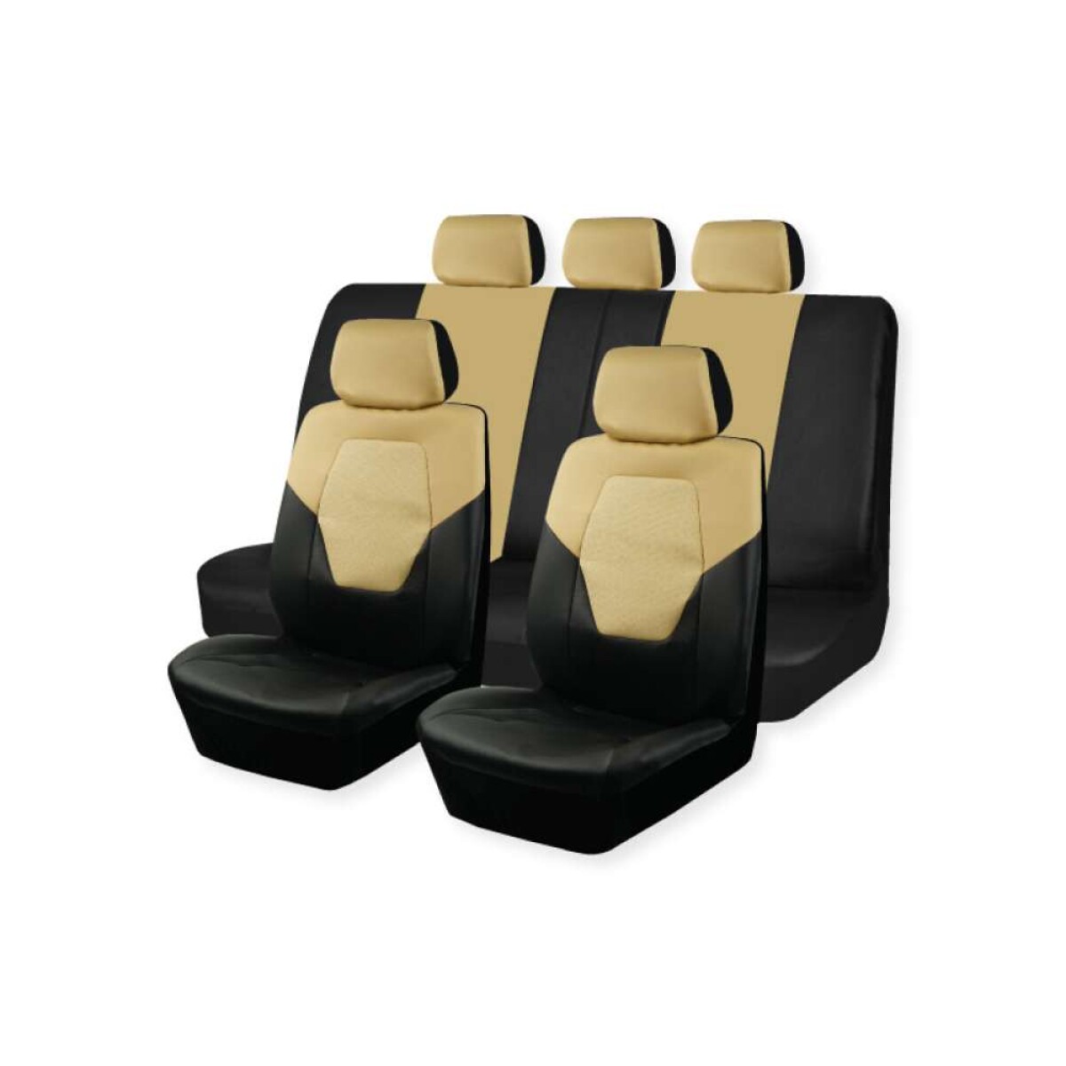 Cubreasiento 9 Piezas Eco Cuero - Negro Y Beige 