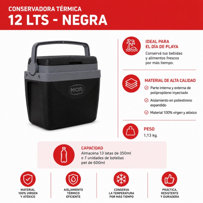 Conservadora térmica 12 lts NEGRO
