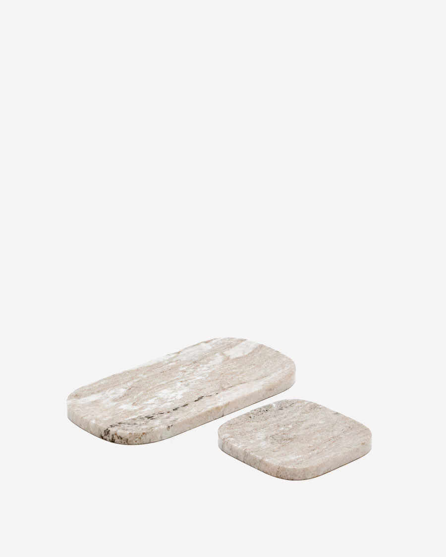 Set Nesa de 2 tablas de mármol beige Set Nesa de 2 tablas de mármol beige