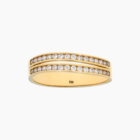 Anillo de Oro 18K con Doble Hilera de Circonias Anillo De Oro 18k Con Doble Hilera De Circonias
