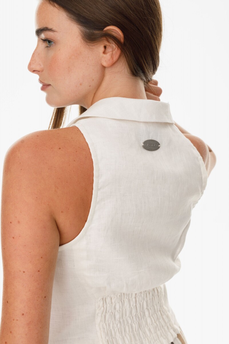 Chaleco Sapphiro Manteca con bordado beige