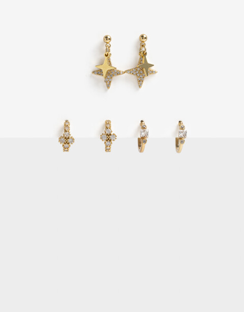 Aros Argollas Set Metal Aros Argolla Set Cosmic - Dorado