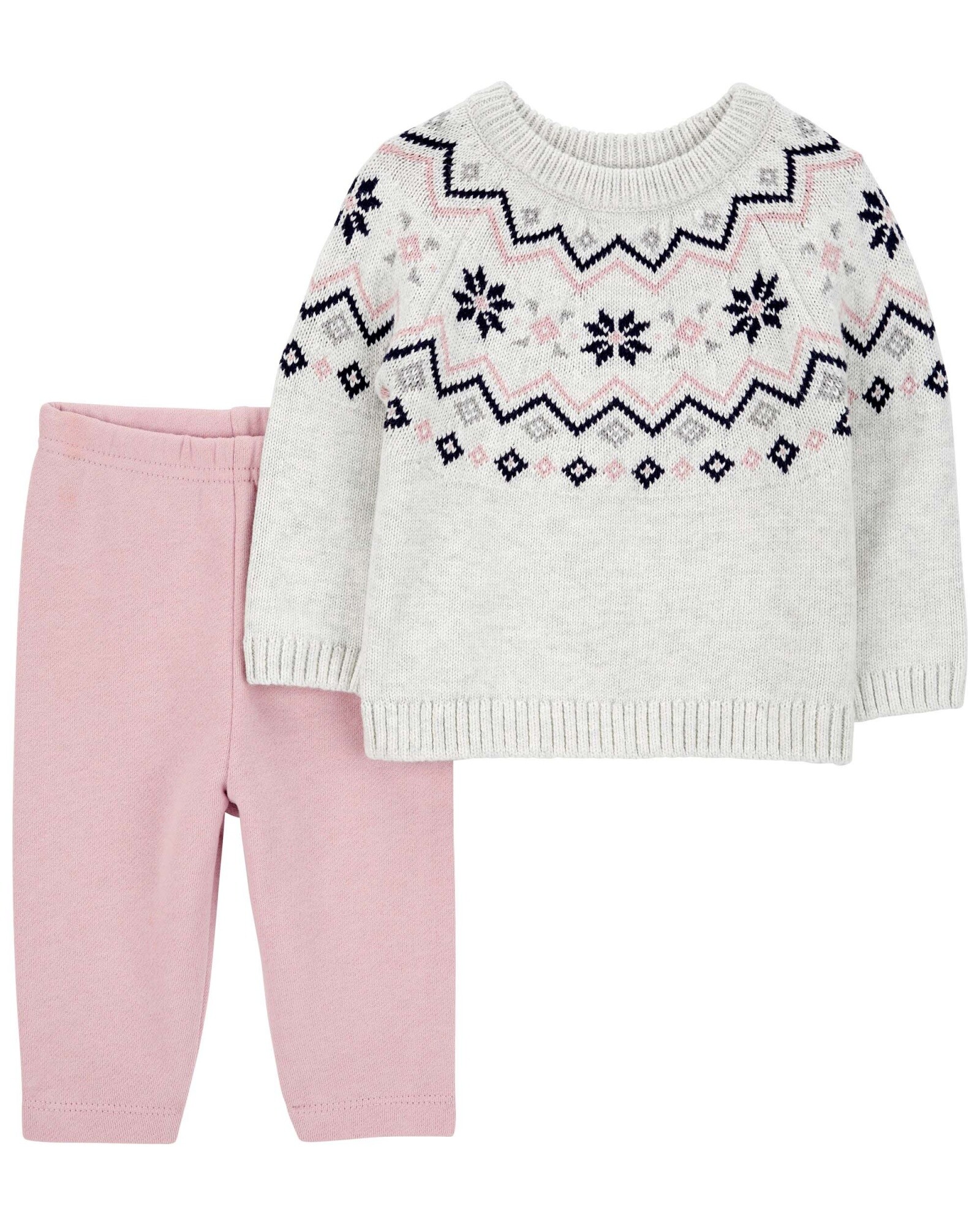 Set dos piezas de algodón, pantalón y buzo de punto Sin color