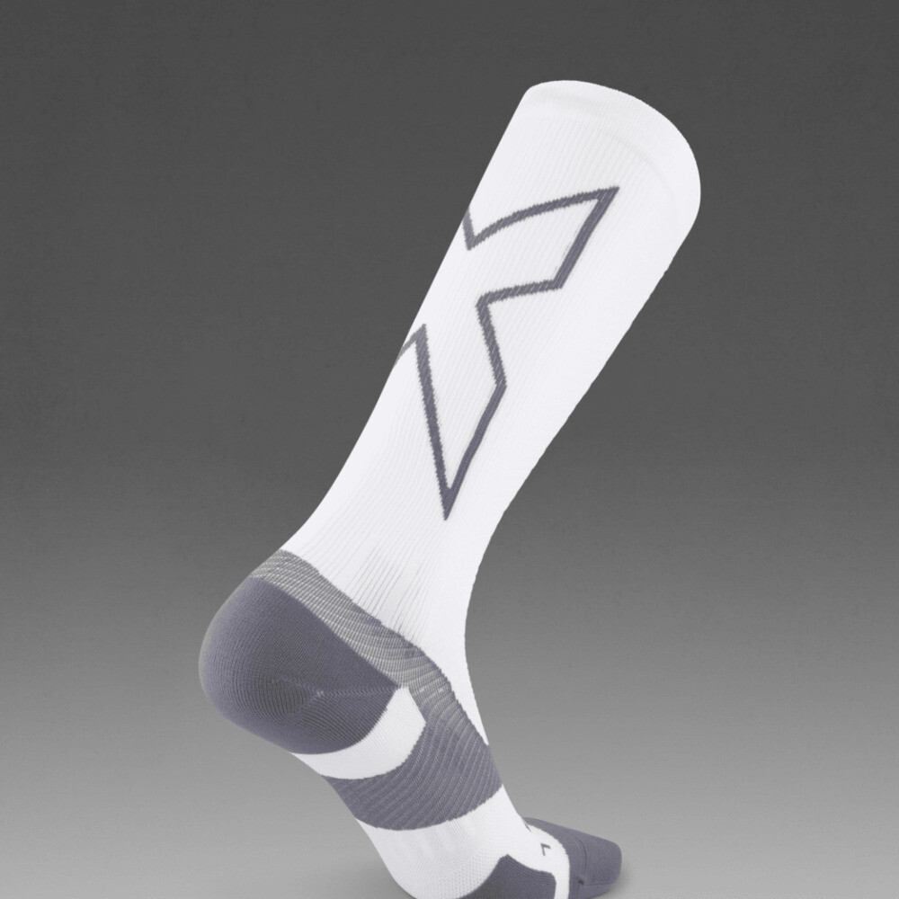 Vectr Light Cushion Full Length Compression Socks - Unisex White/grey