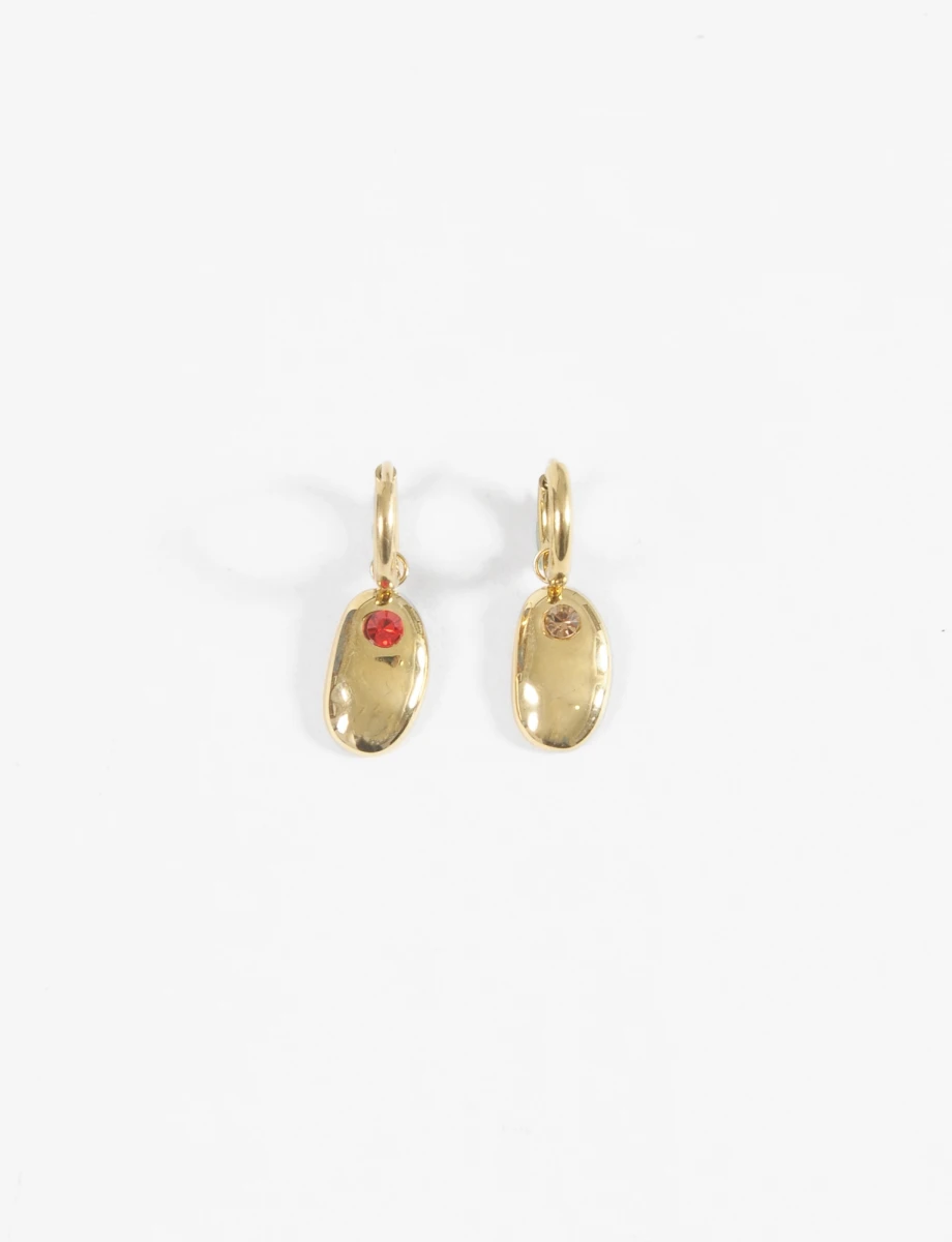 Aros acero con pendiente irregular y strass - dorado 