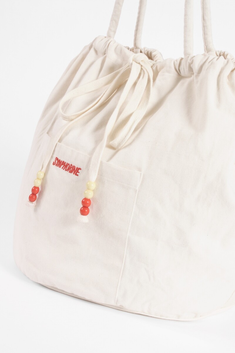Bolso tote mostacillas blanco