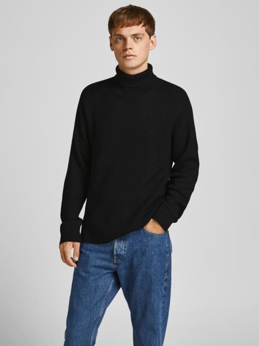 Sweater Pannel Cuello Subido - Black 