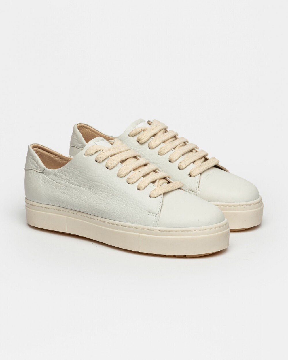 Sneaker Eimi En Cuero Liso Blanco
