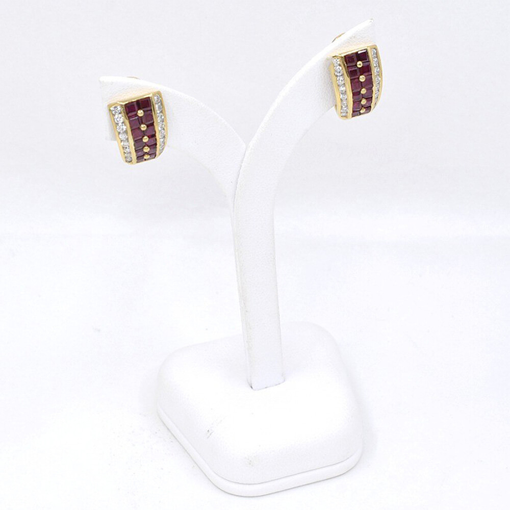 Caravanas En Oro 18K, Brillantes Y Rubies Caravanas En Oro 18K, Brillantes Y Rubies
